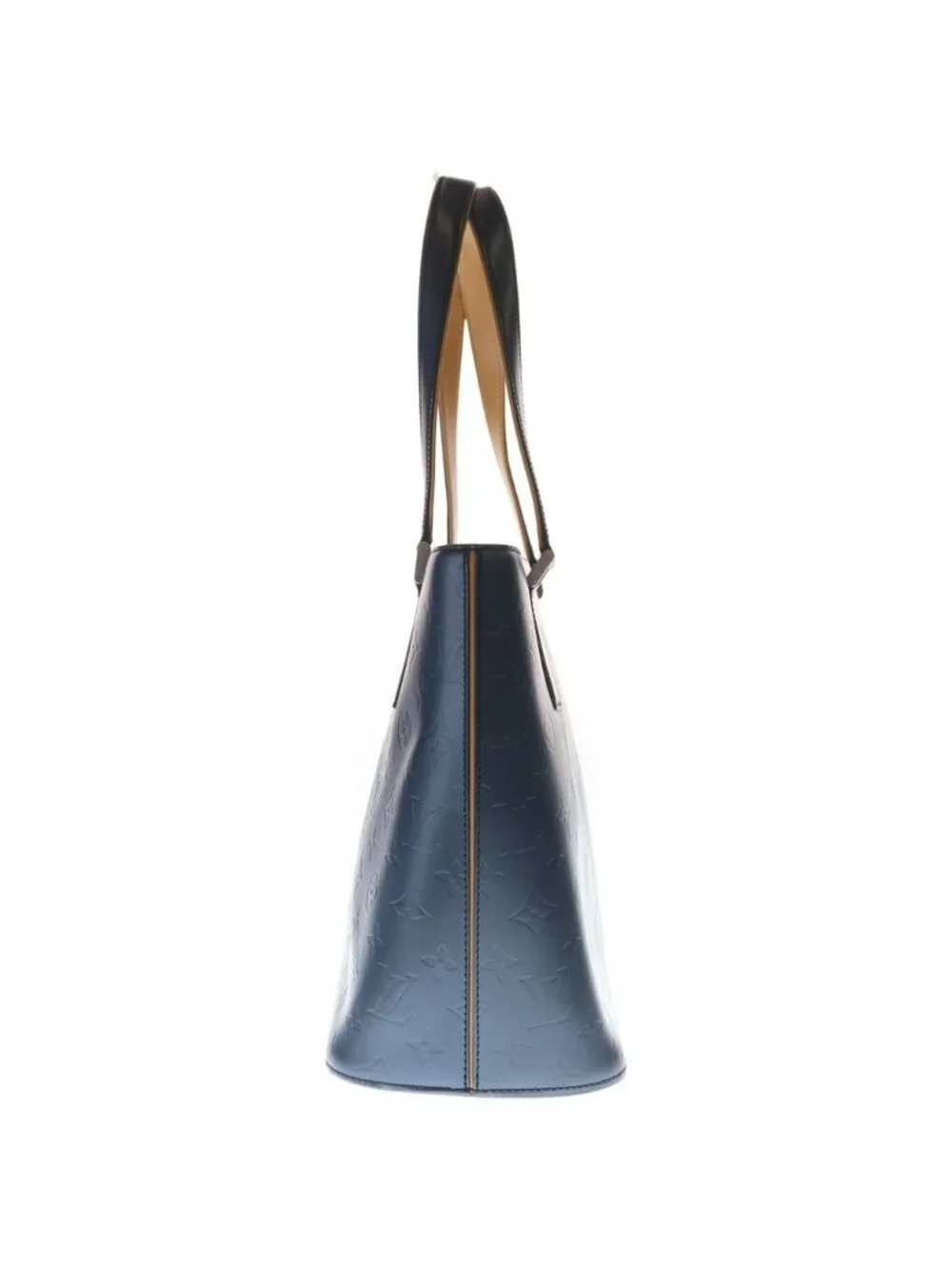 Louis Vuitton Monogram Matte Stockton Tote Metallic Navy Leather Silver
